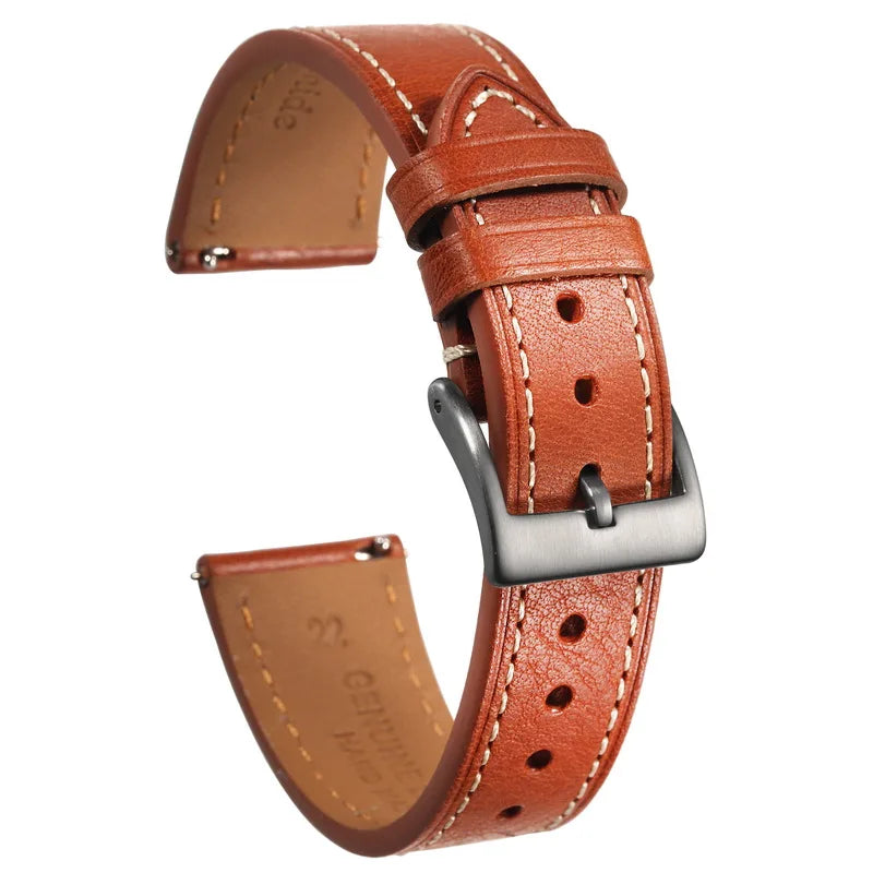 Premium Genuine Leather Watch Strap 18mm 20mm 22mm – Quick Release-Watch Bands-VivaStraps-Orange-22mm-Viva Timepiece