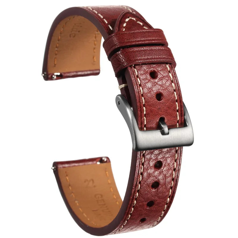 Premium Genuine Leather Watch Strap 18mm 20mm 22mm – Quick Release-Watch Bands-VivaStraps-Red-18mm-Viva Timepiece