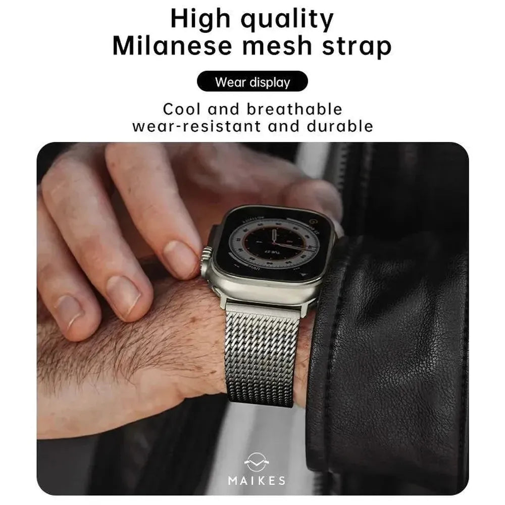Premium Milanese Mesh 316L Stainless Steel Strap Compatible with Apple Watch 38–49mm