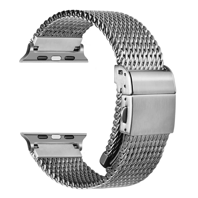 Premium Mesh Milanese 316L Stainless Steel Apple Watch Bands Brushed silver - Viva Timepiece | Viva Timepiece