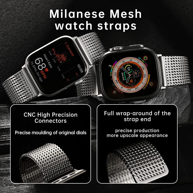 Premium Mesh Milanese 316L Stainless Steel Apple Watch Bands Viva Timepiece