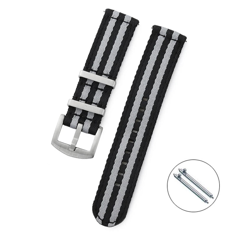 Premium Smooth Soft Canvas Sport Universal Replacement Band A17.Black grey - VivaStraps | Viva Timepiece