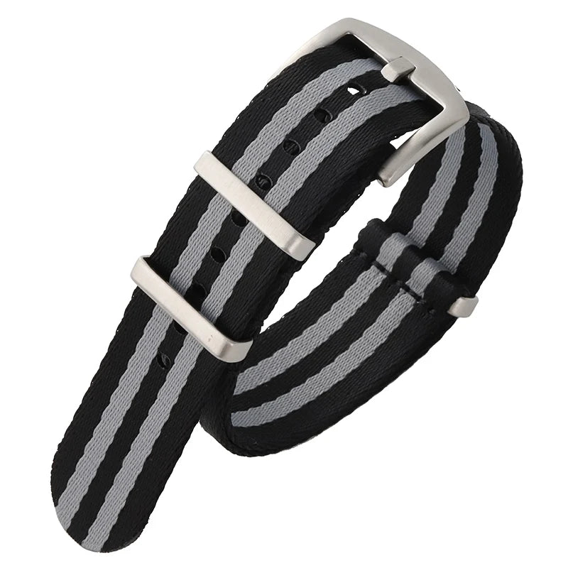 Premium Soft Nylon Universal 007 Replacement Watch Band A17. Black gray - VivaStraps | Viva Timepiece