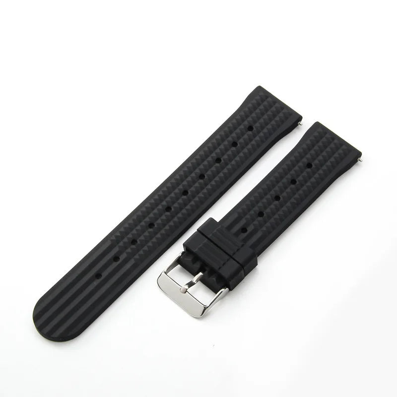 Premium Soft Rubber Waffle Universal Replacement Watch Band black - VivaStraps | Viva Timepiece
