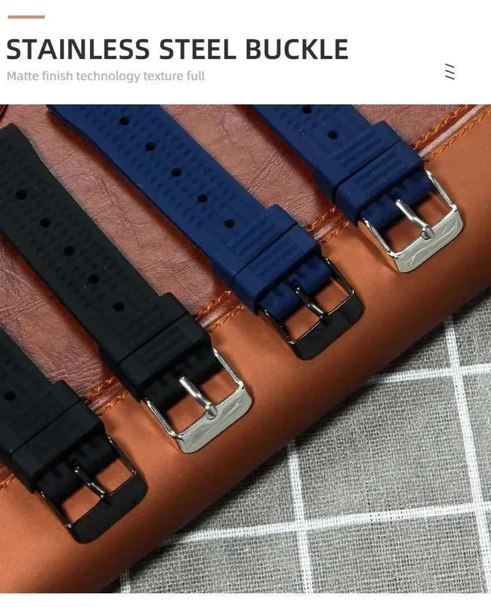 Waffle Textured Silicone Watch Strap – Quick Release 20mm 22mm-VivaStraps-Viva Timepiece