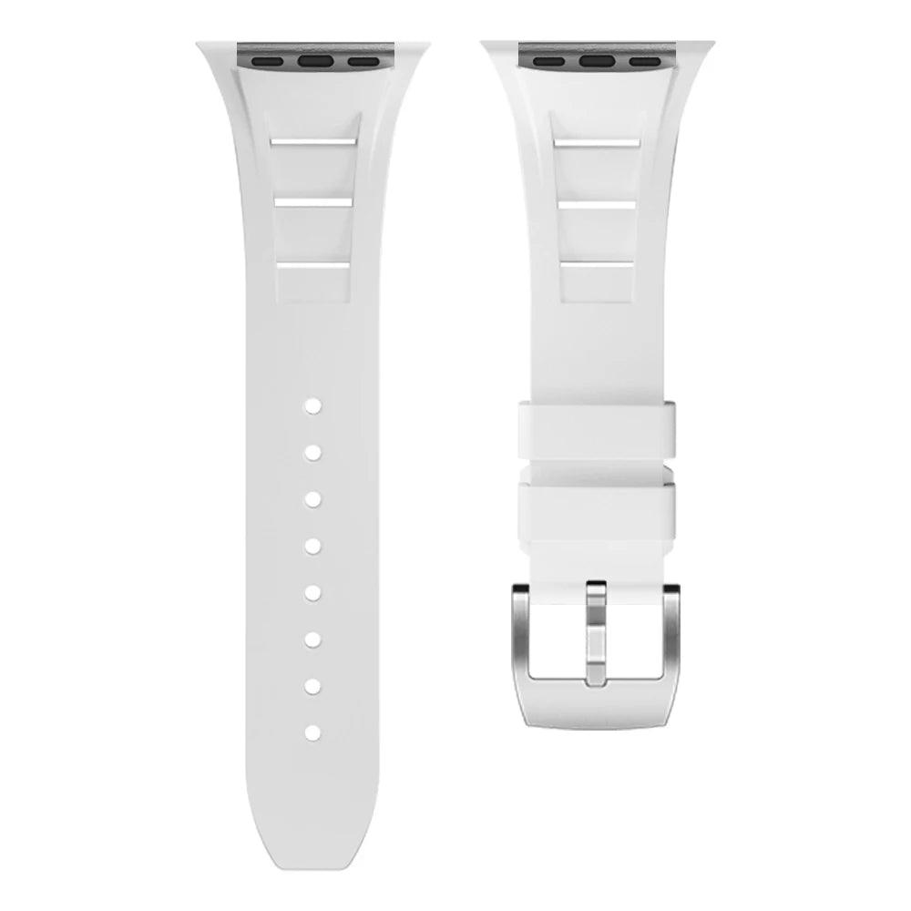 Premium Soft Silicone Strap Bands for Apple Watch Silver white Pin buckle - Viva Timepiece | Viva Timepiece