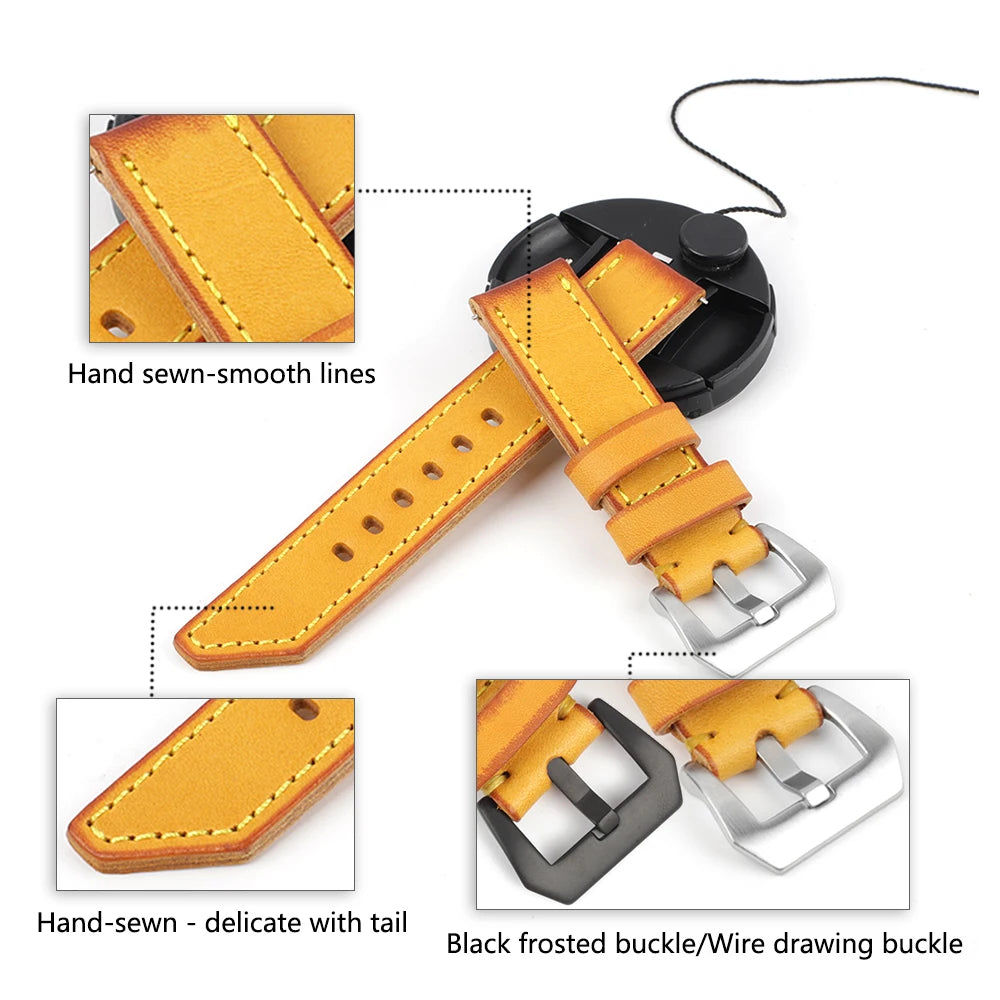 Quick Release Genuine Leather Watch Strap 18mm–26mm
