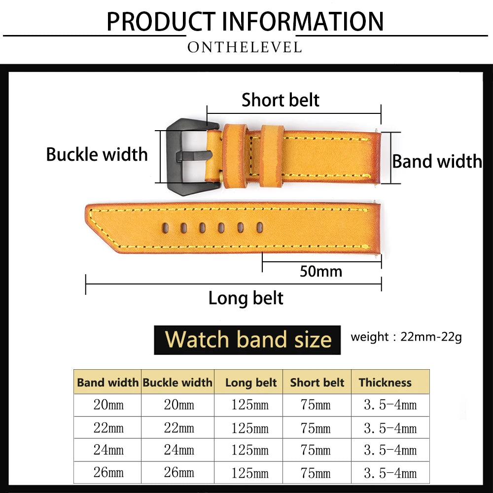 Quick Release Genuine Leather Watch Strap 18mm–26mm