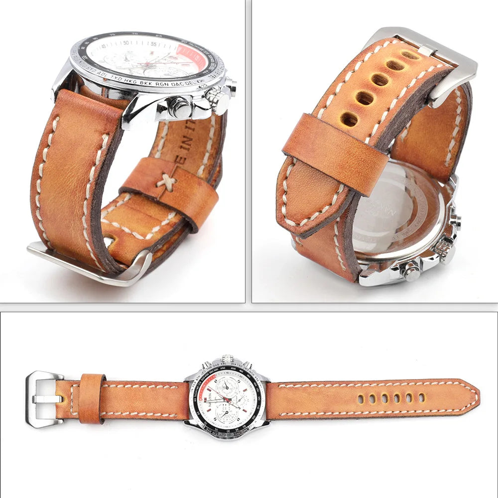 Quick Release Genuine Leather Watch Strap 18mm–26mm