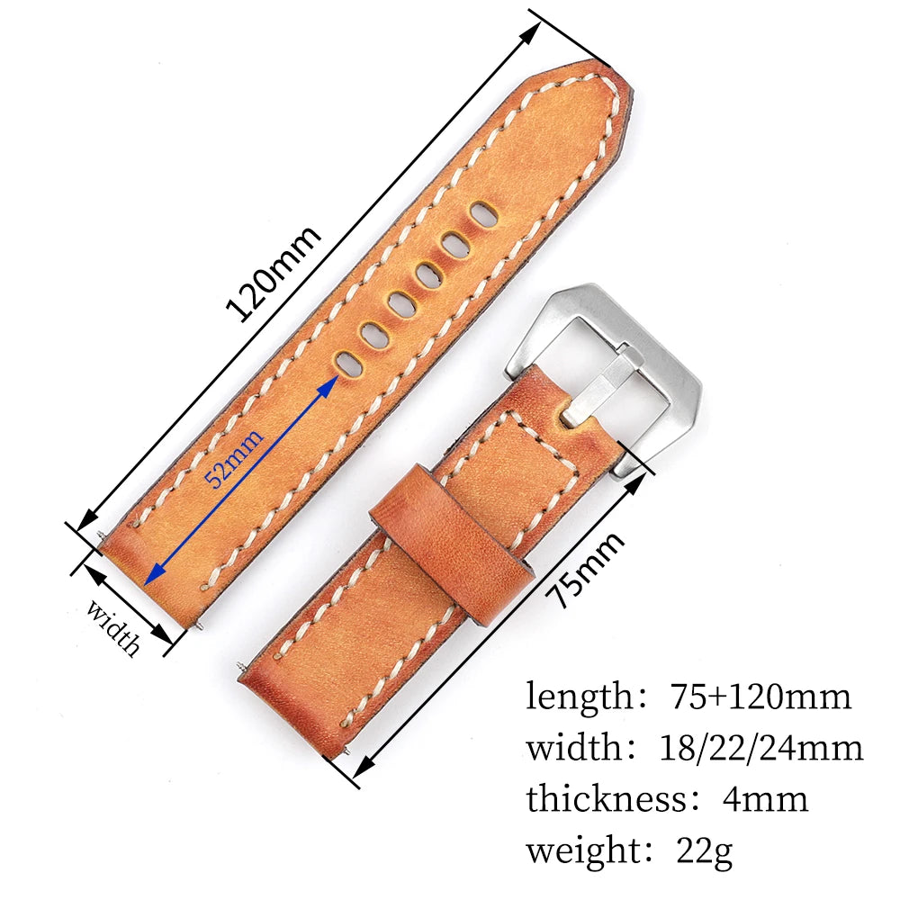 Quick Release Genuine Leather Watch Strap 18mm–26mm