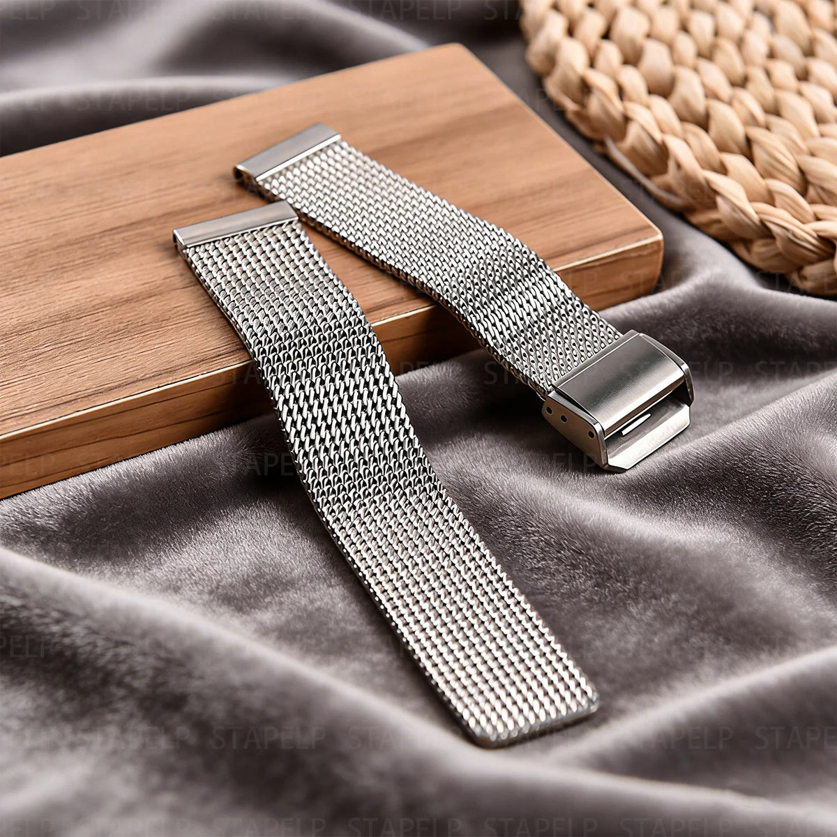 Quick Release Stainless Steel Mesh Watch Band 18mm–22mm – Push-Button Clasp
