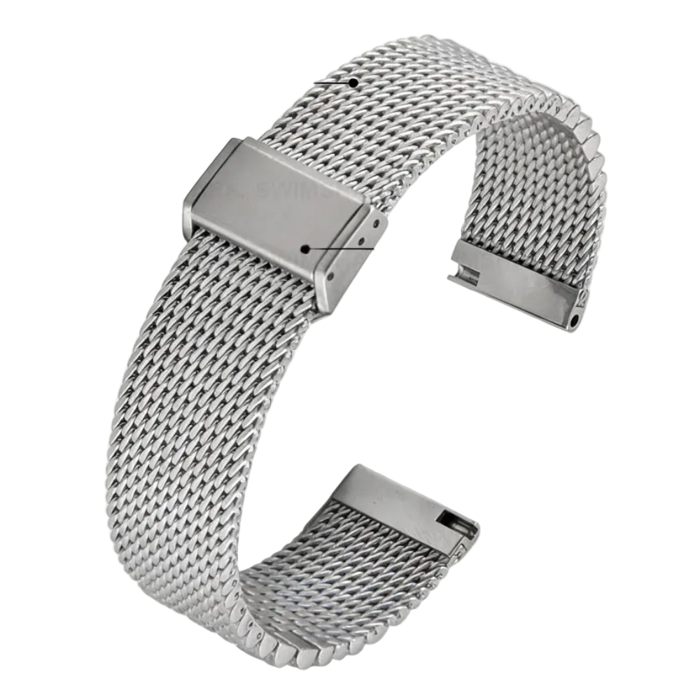 Quick Release Stainless Steel Mesh Watch Band 18mm–22mm – Push-Button Clasp