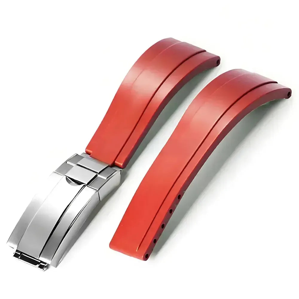 20mm Curved-End TPU Rubber Watch Strap with Deployment Clasp – Premium Fit for Sport Watches-Straptique-Viva Timepiece