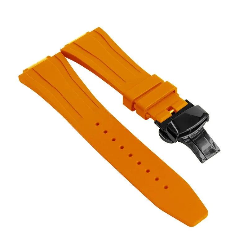 Replacement Fluorine Rubber Strap Butterfly Clasp for Casio G-Shock GA-2100 GM-2100 GA-2110 GM-5600 Orange-Black-Butterfly Clasp - VivaStraps | Viva Timepiece