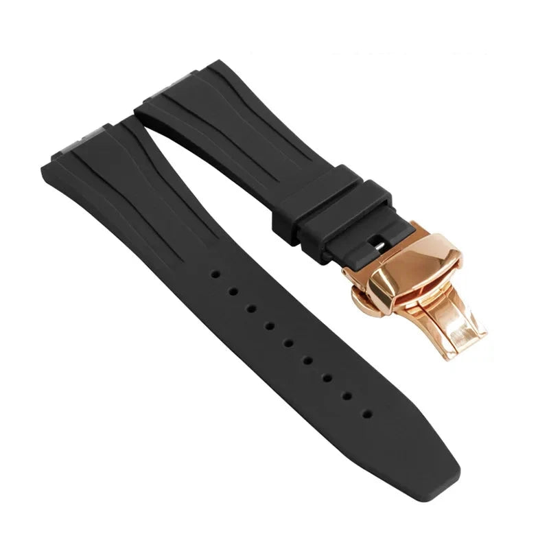 Replacement Fluorine Rubber Strap Butterfly Clasp for Casio G Shock GA 2100 GM 2100 GA 2110 GM 5600 Black Rose Butterfly Clasp GA 2100