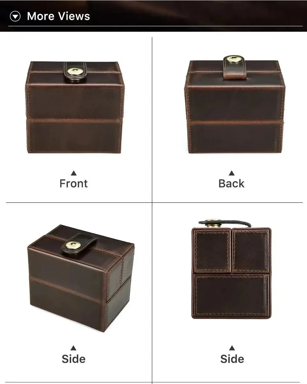 Retro Cowhide Leather Single Slot Double-Open Watch Travel Case