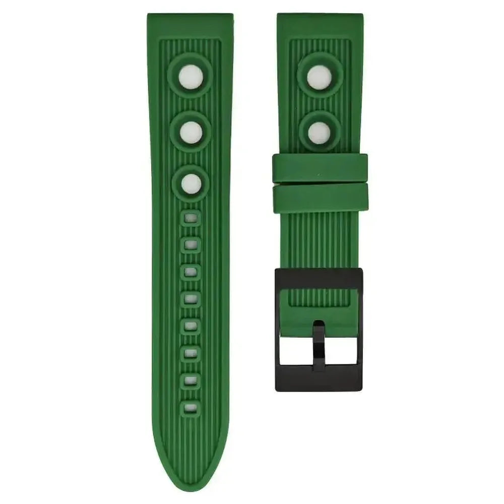 Natural Rubber Sports Watch Strap – 20mm 21mm 22mm, Stainless Steel Buckle-VivaStraps-Viva Timepiece