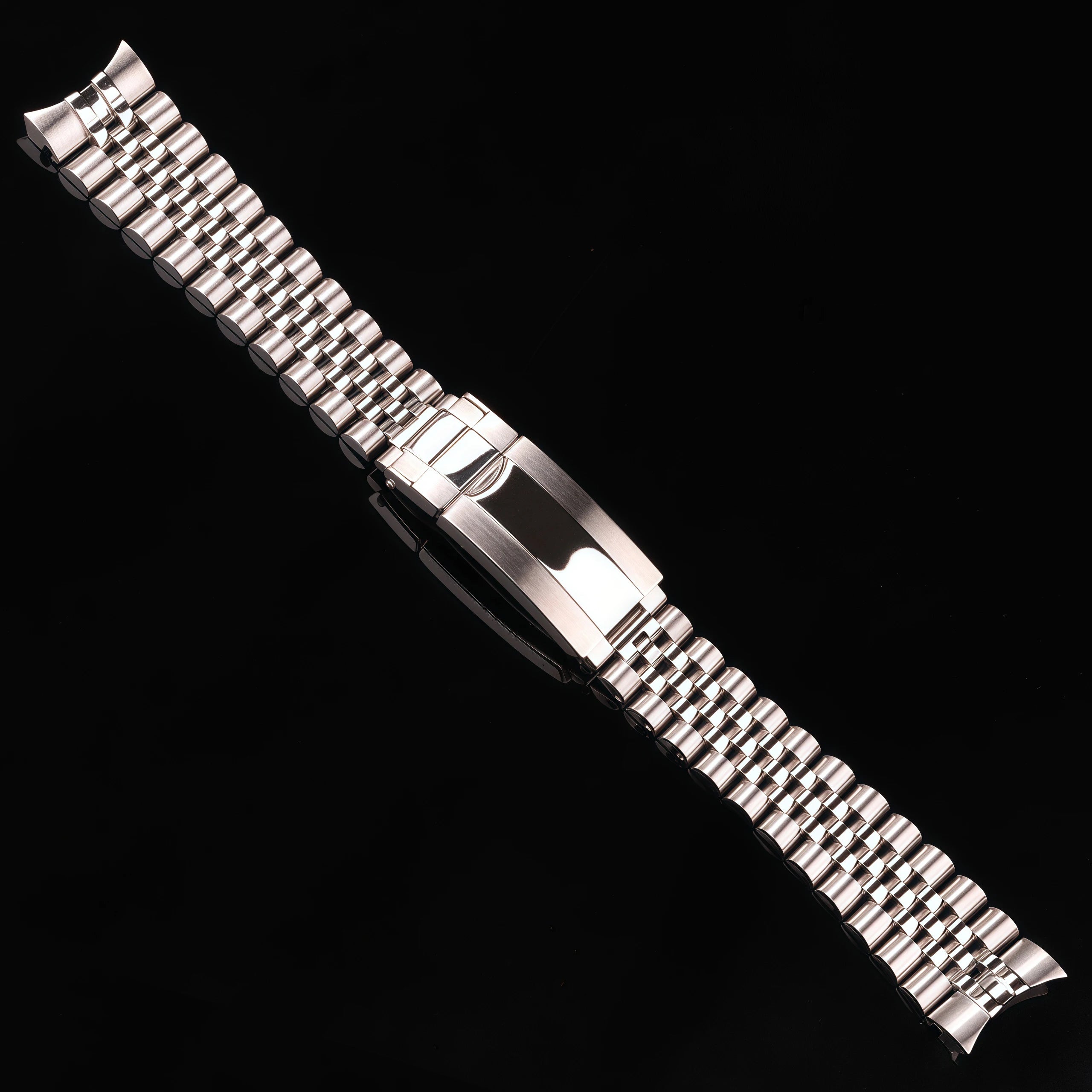 904L Stainless Steel Curved End Jubilee-Style Watch Bracelet – 20mm, Folding Clasp with Safety-ChronoCraft-Viva Timepiece