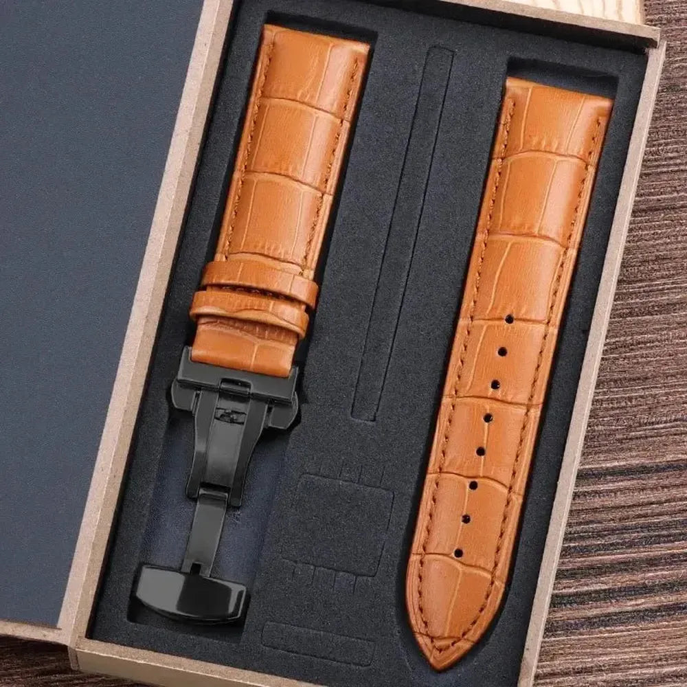 Premium Alligator-Pattern Leather Watch Strap with Butterfly Clasp – 14mm to 24mm-VivaStraps-Viva Timepiece