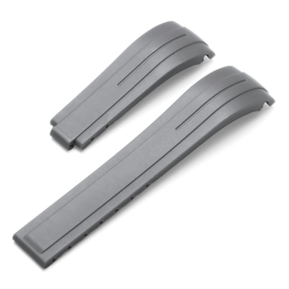 Curved-End Rubber Watch Strap 20mm / 21mm / 22mm Waterproof Sports Silicone Band Compatible with 9×16mm Clasp-VivaStraps-Viva Timepiece