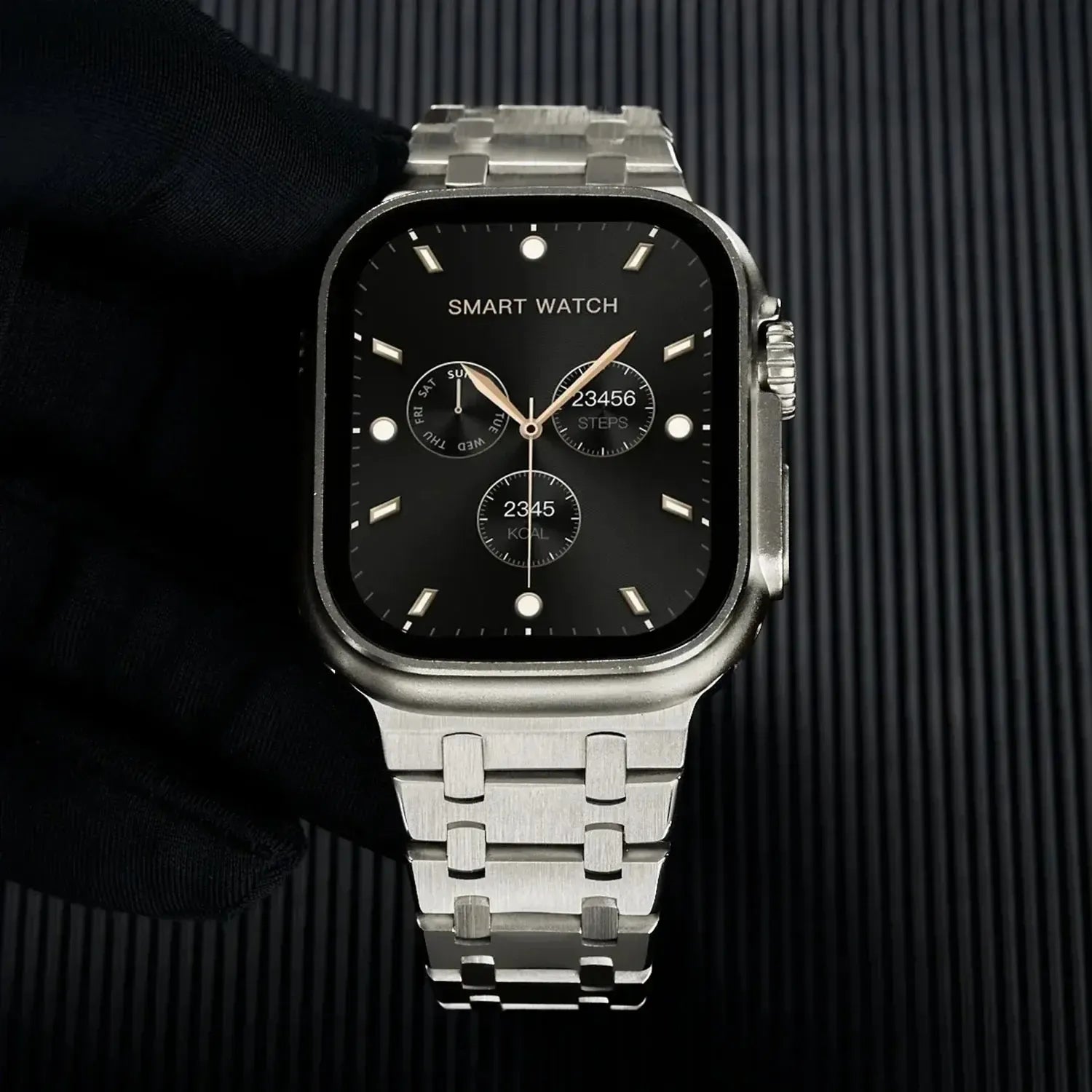 AP Style Stainless Steel Bracelet Band for Apple Watch (38mm–49mm, incl. Series 10)-ModuLoop-Viva Timepiece