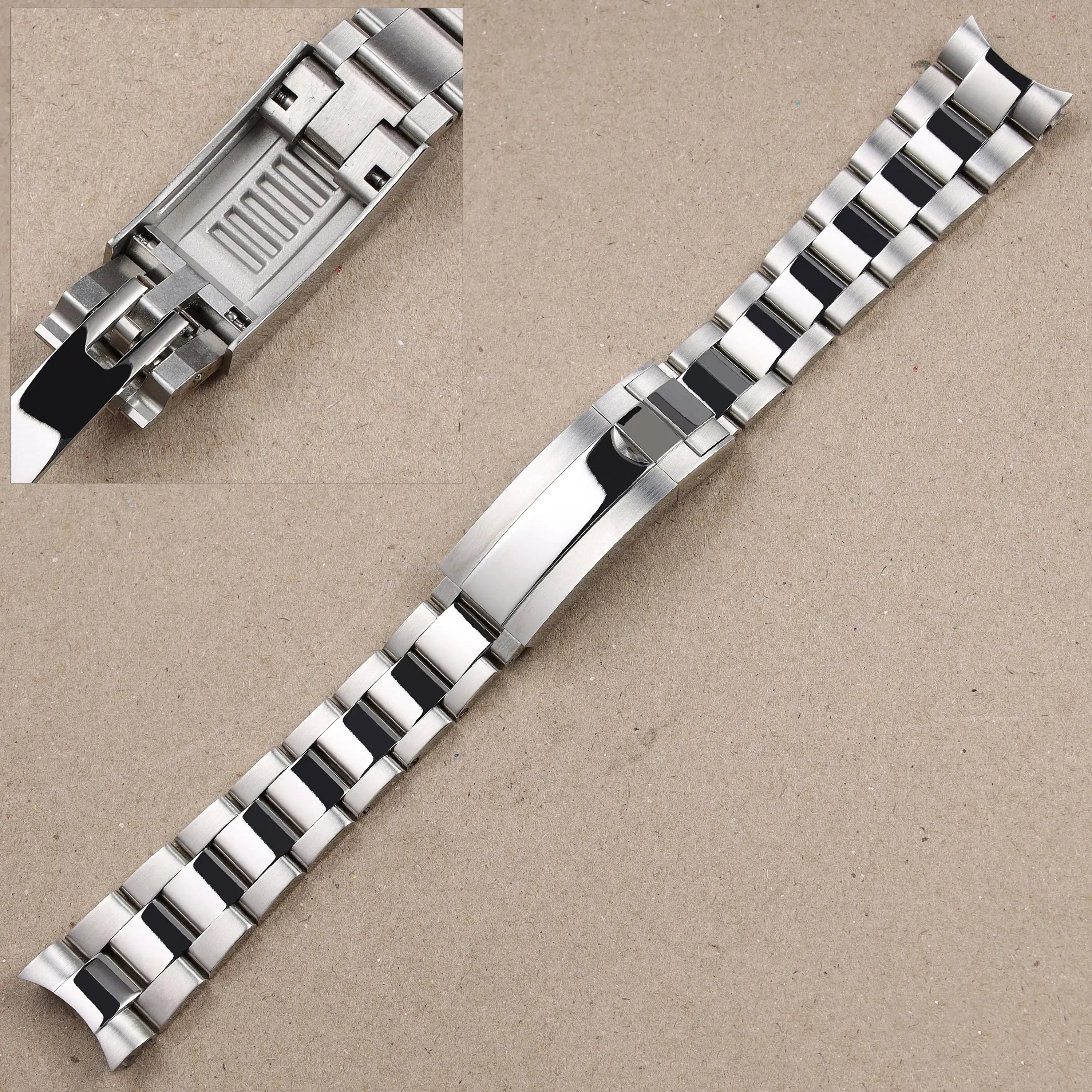 Matte & Polished Bracelet 904L Stainless Steel Watch Band with Glidelock Clasp – 20mm / 21mm-ChronoCraft-Viva Timepiece