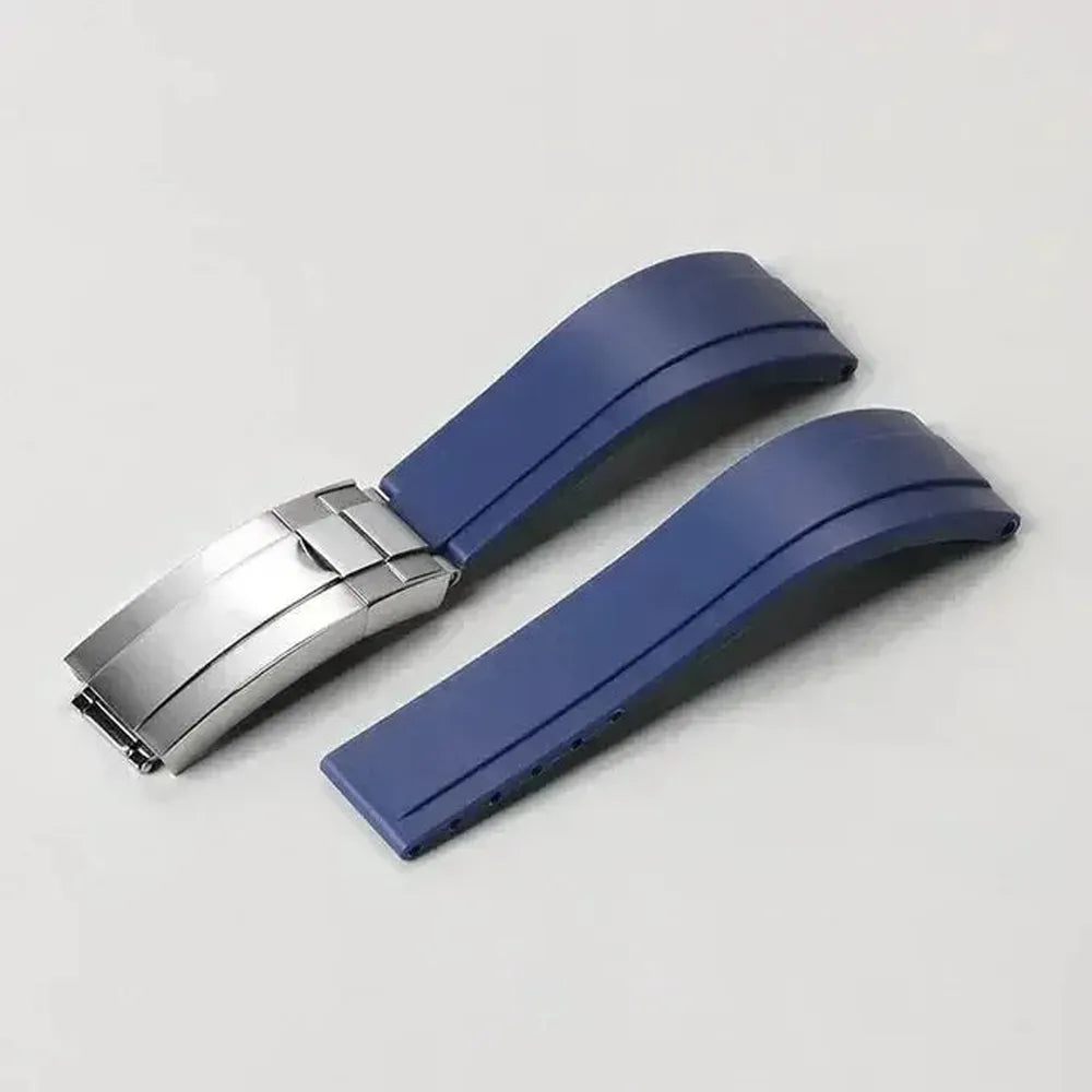 20mm Curved-End Rubber Watch Strap with Folding Clasp-VivaStraps-Viva Timepiece