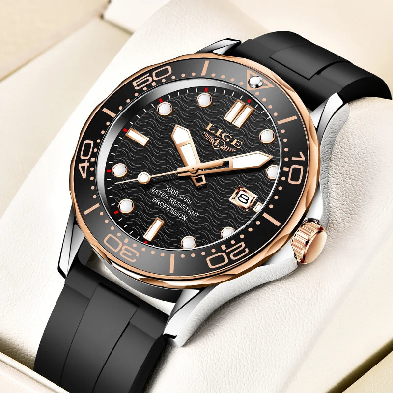 LIGE 8936 Men's Quartz Sport Watch – 3BAR Luminous Date