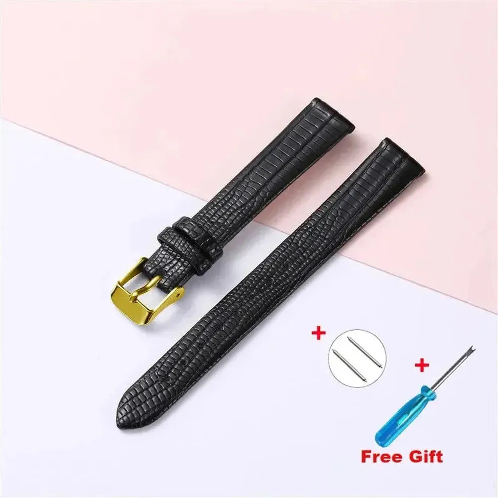 Lizard Grain Slim Leather Watch Strap for Women – 8mm, 10mm, 12mm, 14mm, 16mm-Straptique-Viva Timepiece