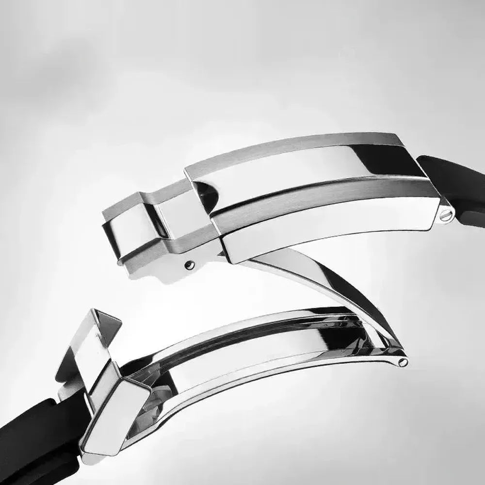 20mm Curved-End Rubber Watch Strap with Folding Clasp-VivaStraps-Viva Timepiece