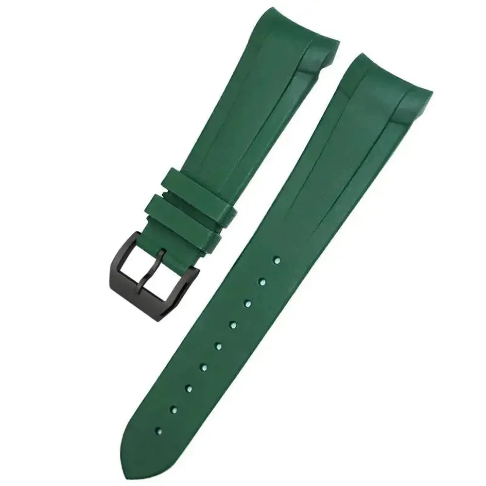 Curved-End Natural Rubber Watch Strap 20mm 22mm with Pin or Folding Clasp – Compatible with Tudor Black Bay 41mm-VivaStraps-Viva Timepiece