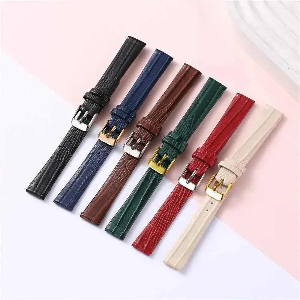 Lizard Grain Slim Leather Watch Strap for Women – 8mm, 10mm, 12mm, 14mm, 16mm-Straptique-Viva Timepiece