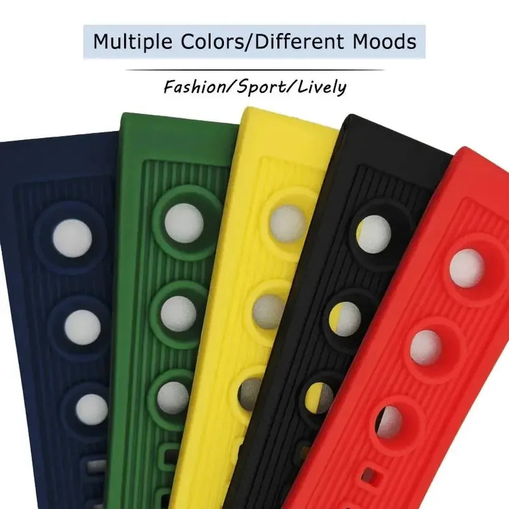 Natural Rubber Sports Watch Strap – 20mm 21mm 22mm, Stainless Steel Buckle-VivaStraps-Viva Timepiece