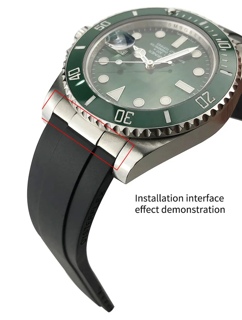 20mm 21mm Curved-End Rubber Watch Strap with Metal Link Adapter & Folding Clasp-VivaStraps-Viva Timepiece