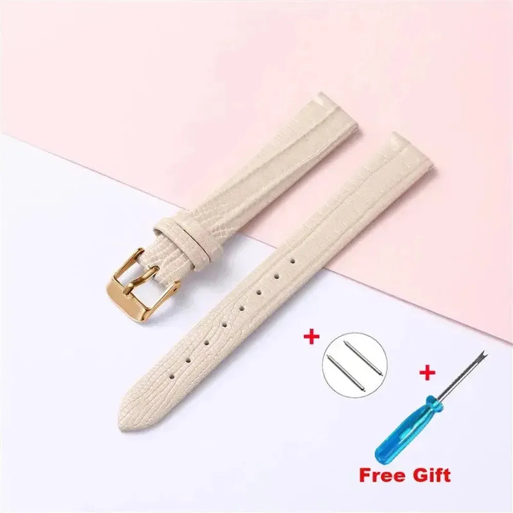 Lizard Grain Slim Leather Watch Strap for Women – 8mm, 10mm, 12mm, 14mm, 16mm-Straptique-Viva Timepiece