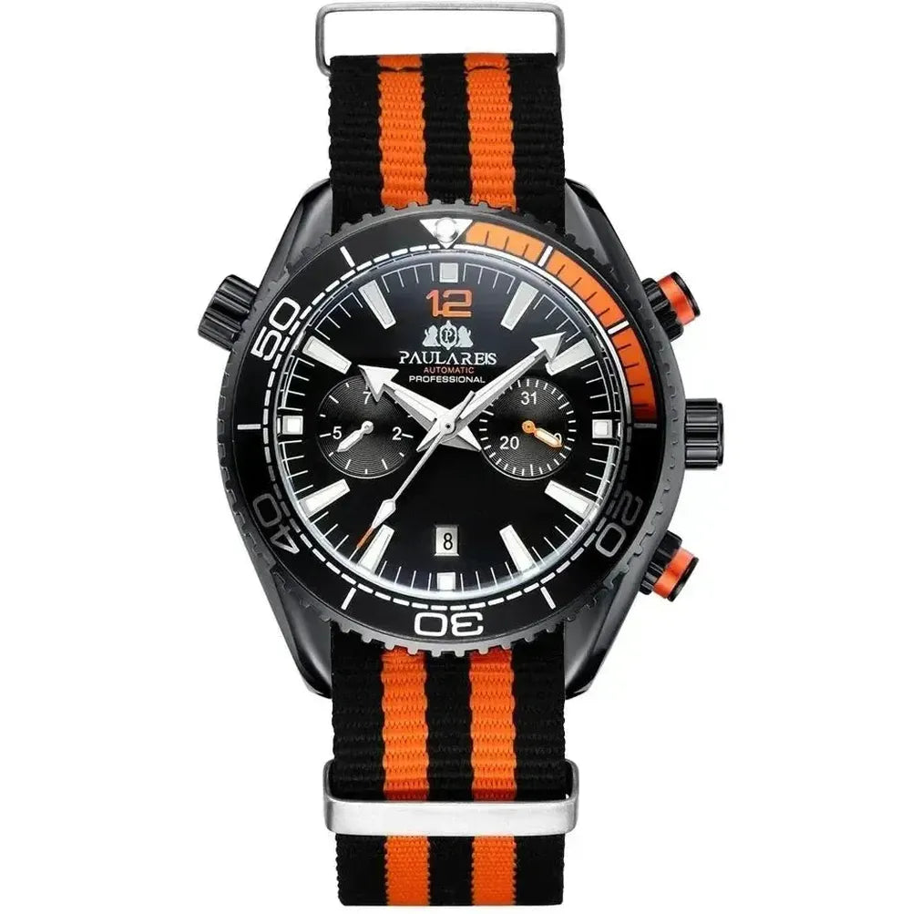 Paulareis 43mm Automatic Diver Watch – Dual-Tone Bezel, Full Calendar-Paulareis-Viva Timepiece