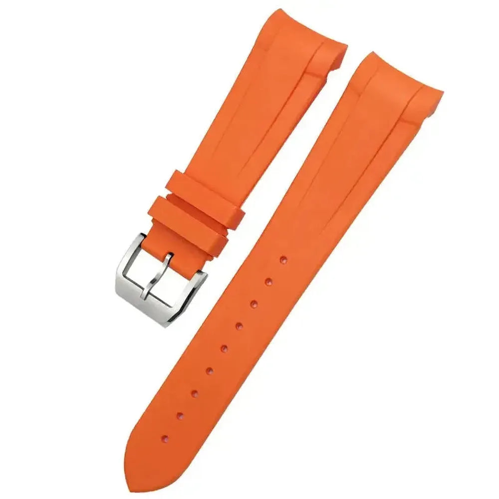 Curved-End Natural Rubber Watch Strap 20mm 22mm with Pin or Folding Clasp – Compatible with Tudor Black Bay 41mm-VivaStraps-Viva Timepiece