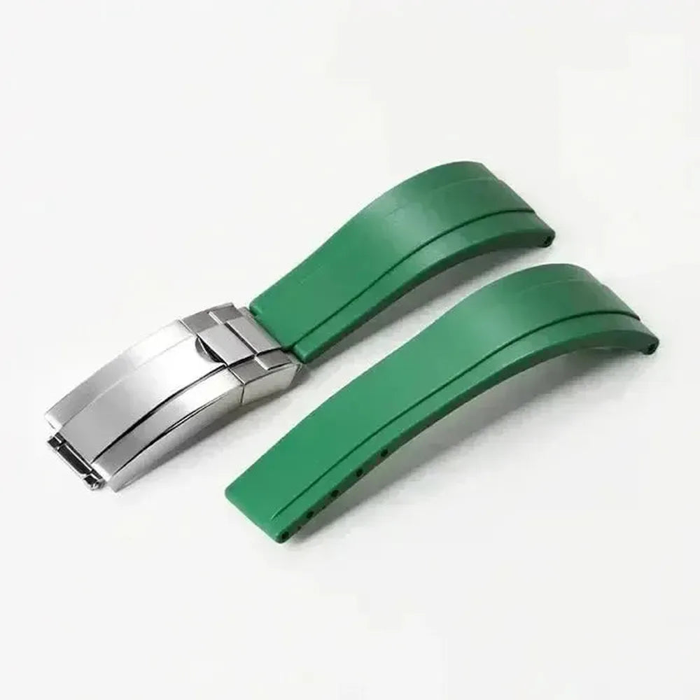 20mm Curved-End Rubber Watch Strap with Folding Clasp-VivaStraps-Viva Timepiece