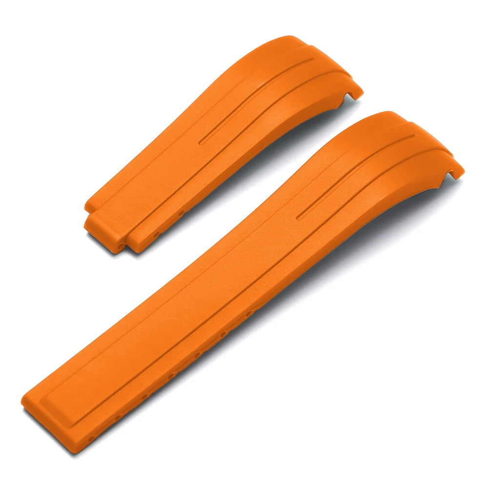 Curved-End Rubber Watch Strap 20mm / 21mm / 22mm Waterproof Sports Silicone Band Compatible with 9×16mm Clasp-VivaStraps-Viva Timepiece