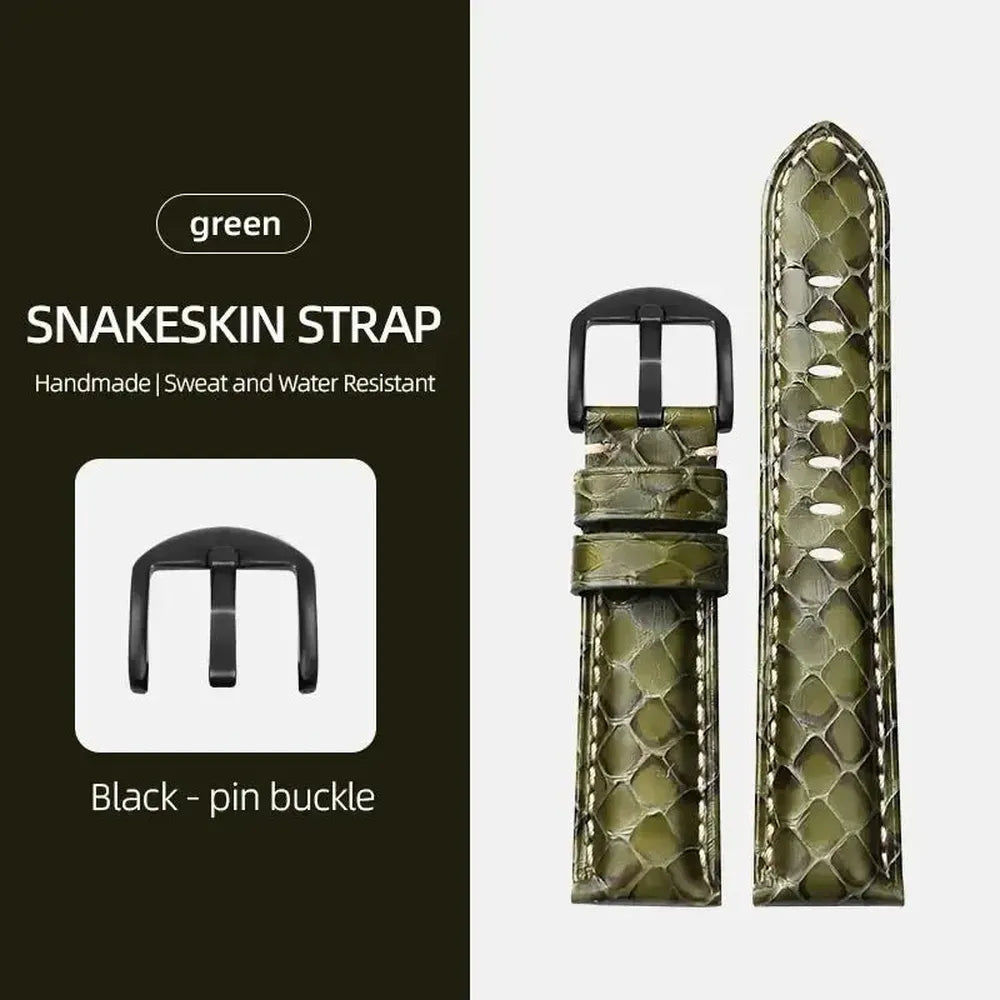 Luxury Python Snakeskin Watch Strap for Traditional Watches – 20mm 22mm 24mm 26mm-Straptique-Viva Timepiece