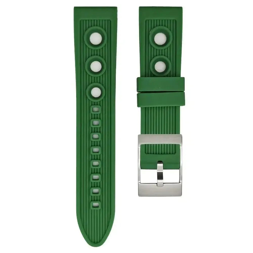 Natural Rubber Sports Watch Strap – 20mm 21mm 22mm, Stainless Steel Buckle-VivaStraps-Viva Timepiece