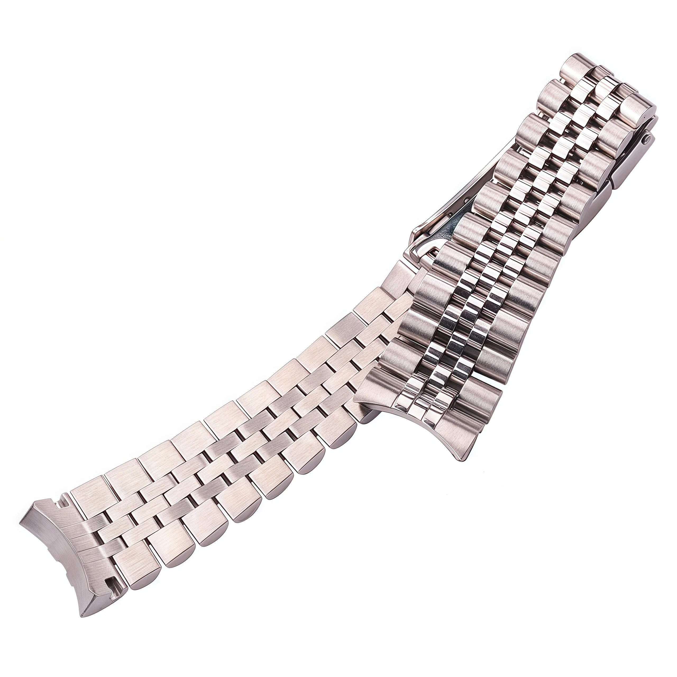 904L Stainless Steel Curved End Jubilee-Style Watch Bracelet – 20mm, Folding Clasp with Safety-ChronoCraft-Viva Timepiece