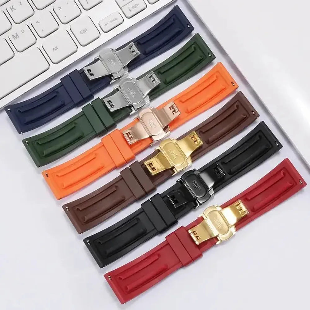 Quick Release Rubber Watch Strap with Push Clasp – 20mm 22mm 24mm-VivaStraps-Viva Timepiece