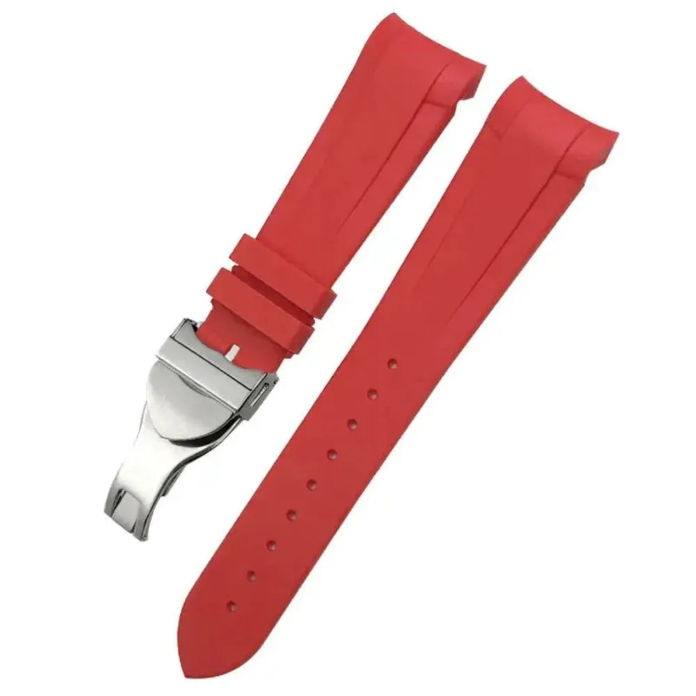 Curved-End Natural Rubber Watch Strap 20mm 22mm with Pin or Folding Clasp – Compatible with Tudor Black Bay 41mm-VivaStraps-Viva Timepiece