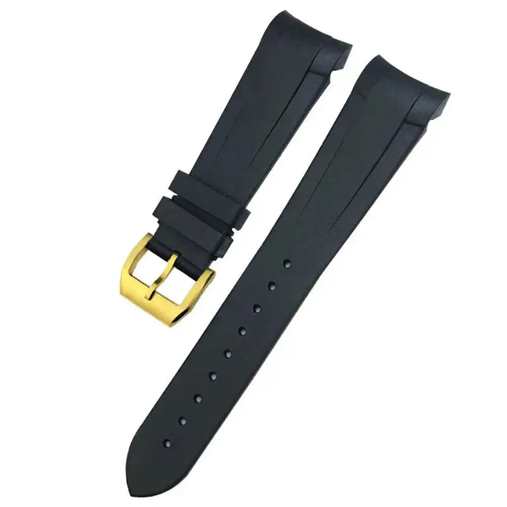 Curved-End Natural Rubber Watch Strap 20mm 22mm with Pin or Folding Clasp – Compatible with Tudor Black Bay 41mm-VivaStraps-Viva Timepiece