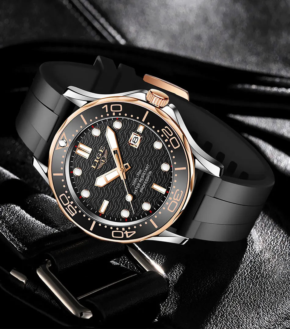 LIGE 8936 Men's Quartz Sport Watch – 3BAR Luminous Date