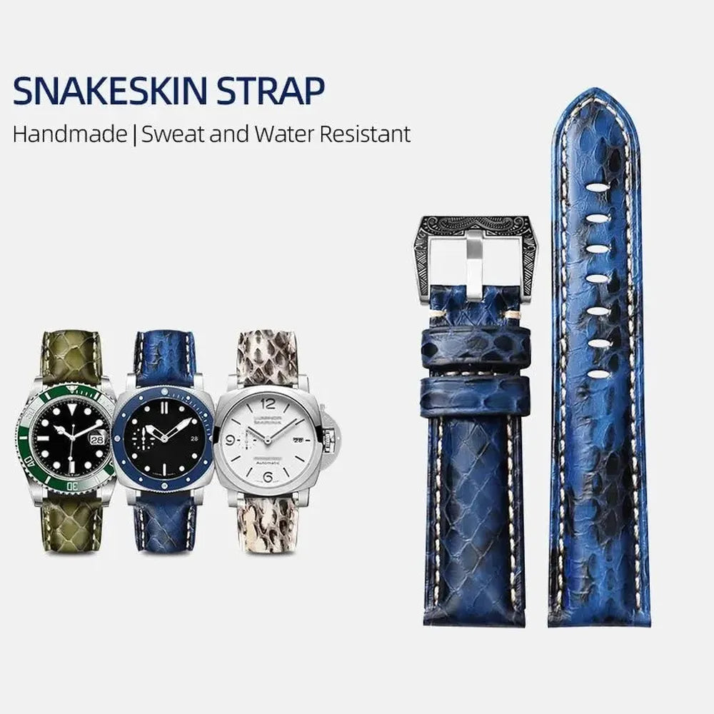 Luxury Python Snakeskin Watch Strap for Traditional Watches – 20mm 22mm 24mm 26mm-Straptique-Viva Timepiece