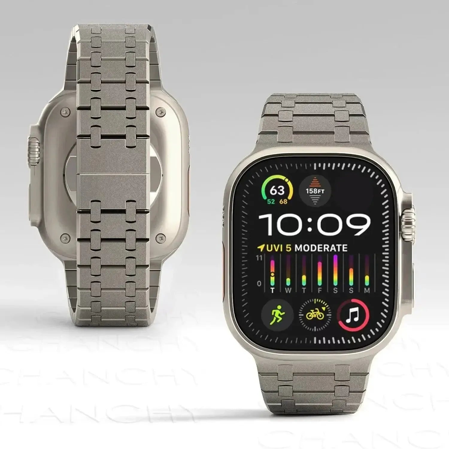 AP Style Stainless Steel Bracelet Band for Apple Watch (38mm–49mm, incl. Series 10)-ModuLoop-Viva Timepiece