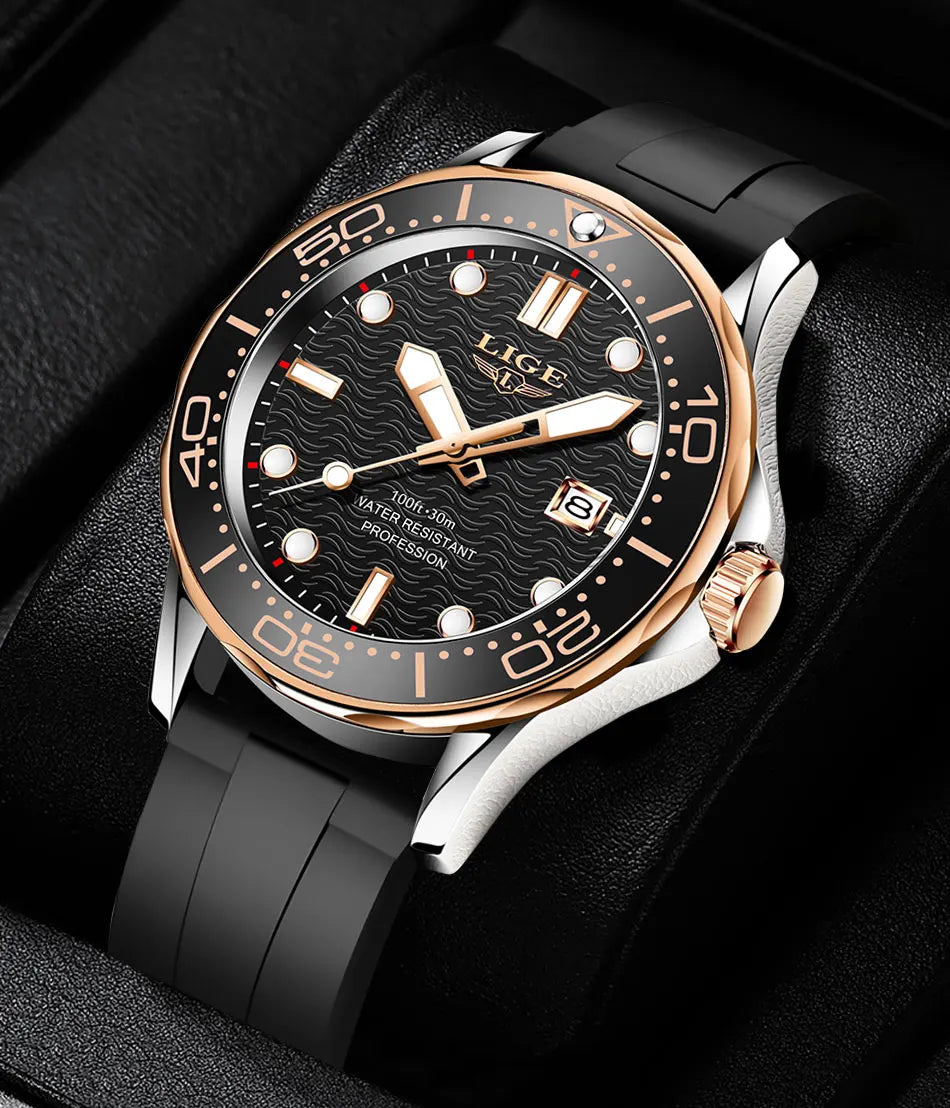 LIGE 8936 Men's Quartz Sport Watch – 3BAR Luminous Date