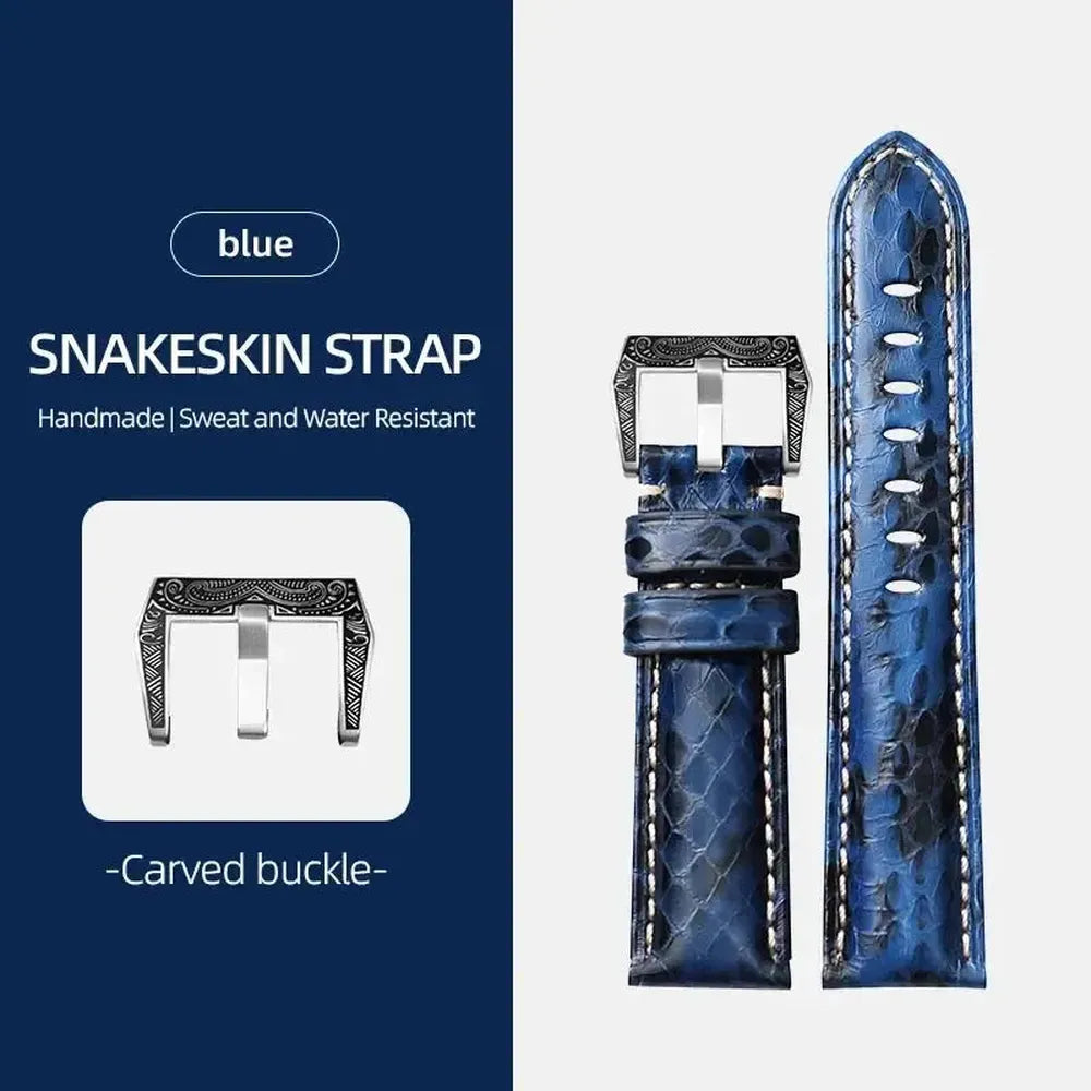 Luxury Python Snakeskin Watch Strap for Traditional Watches – 20mm 22mm 24mm 26mm-Straptique-Viva Timepiece